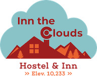 A logo for inn the clouds hostel and inn