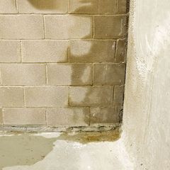 Basement with water seeping through walls