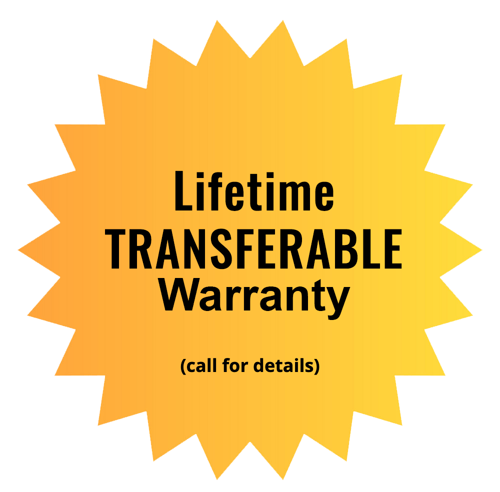 Lifetime TRANSFERABLE Warranty badge