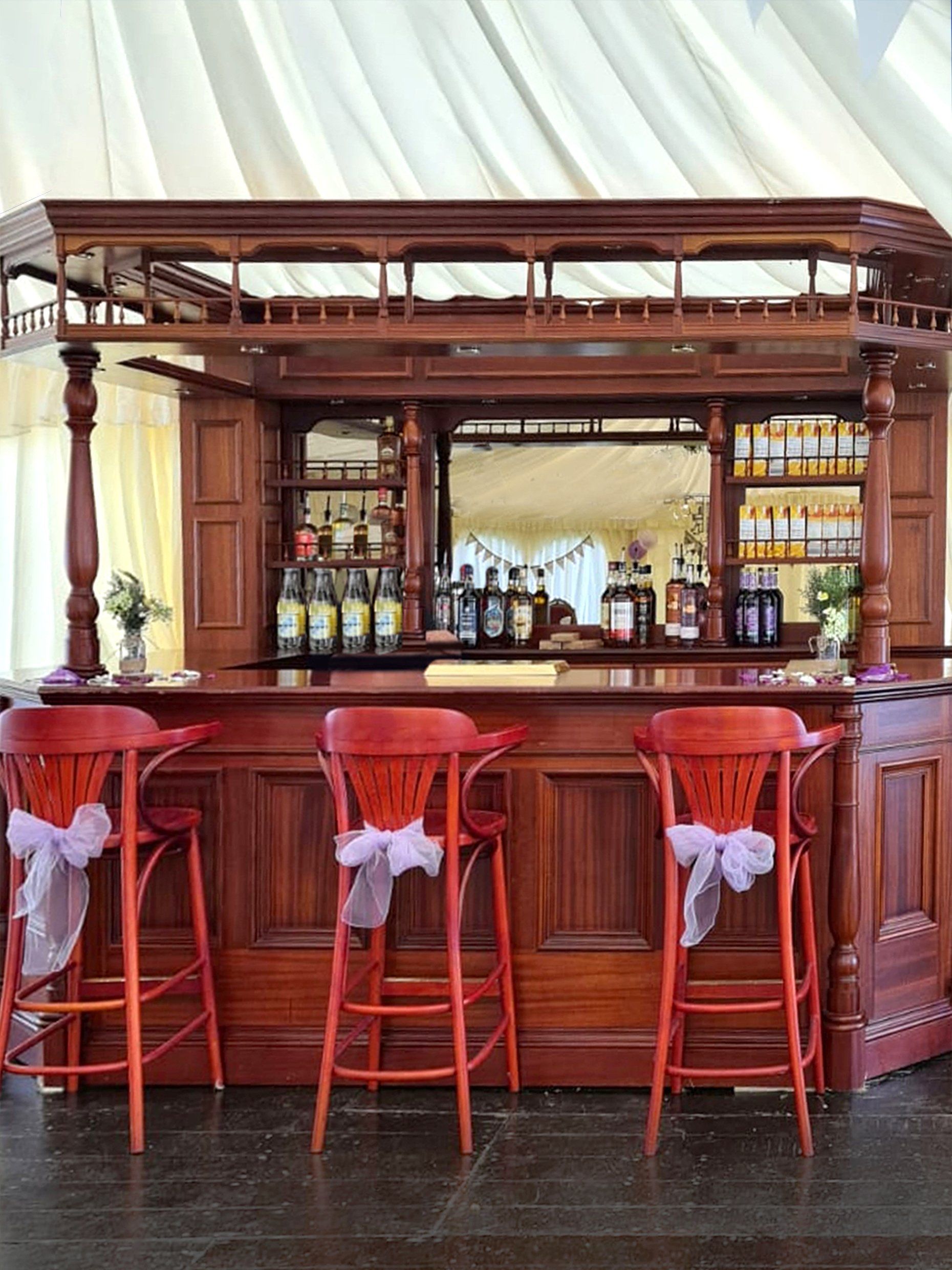 The bar inside the marquee at the West Usk Lighthouse.