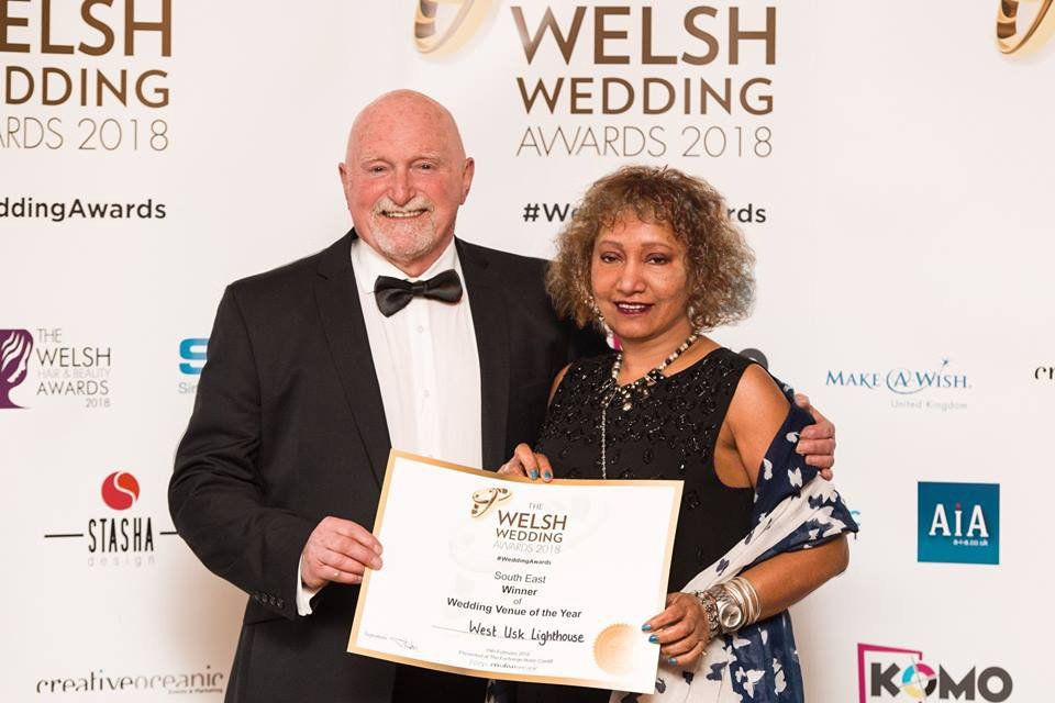Frank and Danielle Sheahan winning Wedding Venue of the Year 2018 for the West Usk Lighthouse.