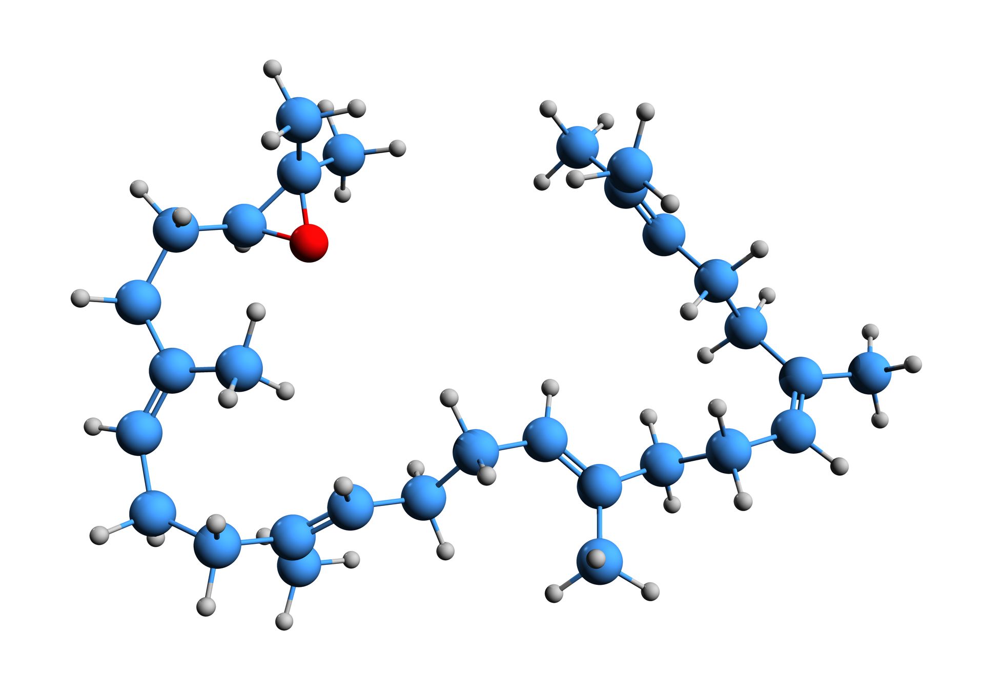 A 3d model of a molecule with a red center