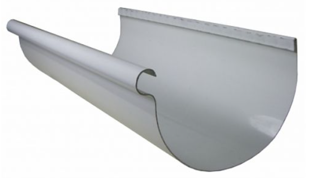 Picture of a gray, half round gutter.