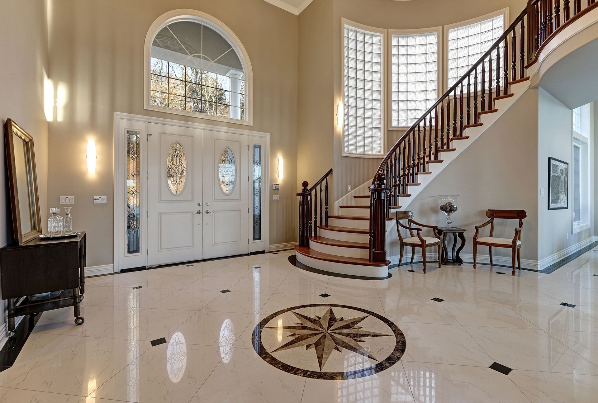 Residential Hallway With Beautiful Staircase