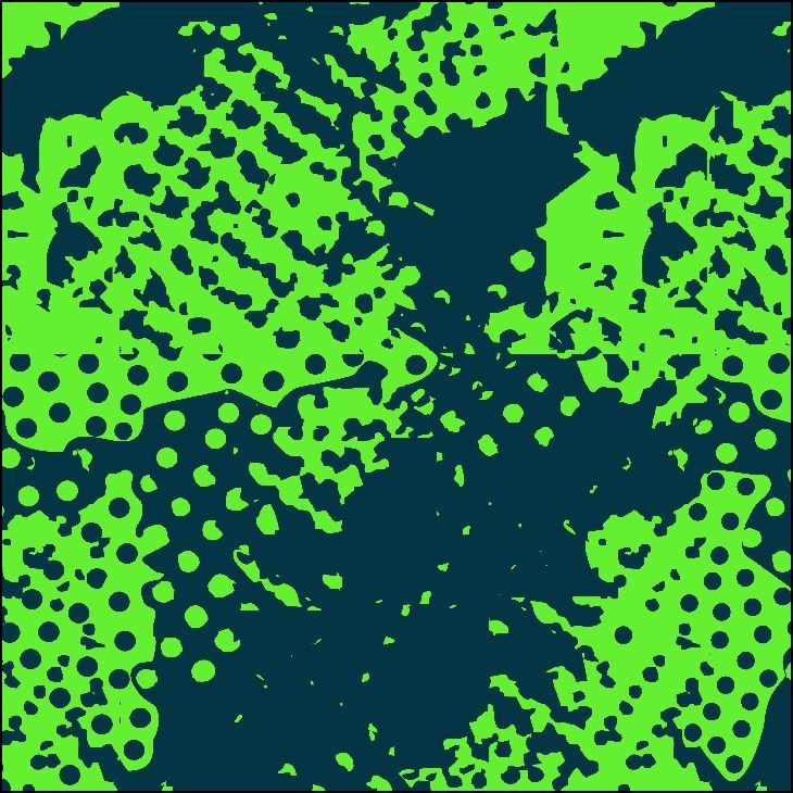 Patrón abstracto verde y azul oscuro con puntos y salpicaduras.