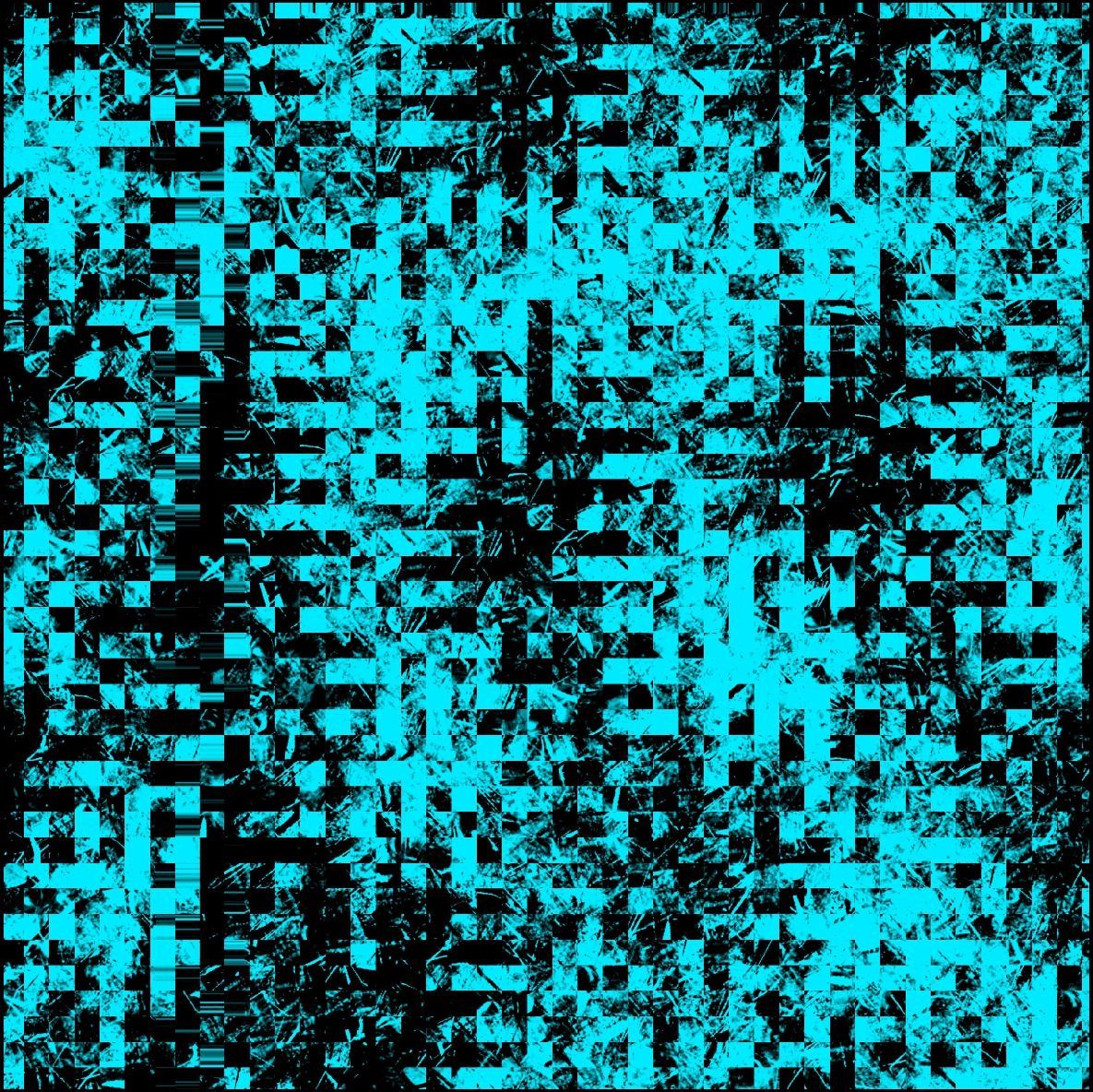 Patrón de bloques abstractos en verde azulado y negro con superposición texturizada.