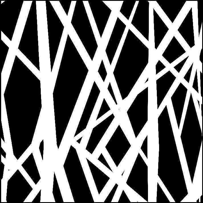 Las líneas blancas se entrecruzan sobre un fondo negro, formando una red abstracta.