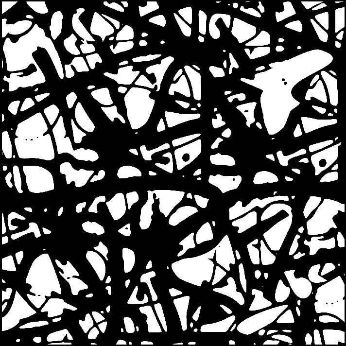 Patrón de salpicaduras abstractas de color negro sobre fondo blanco.