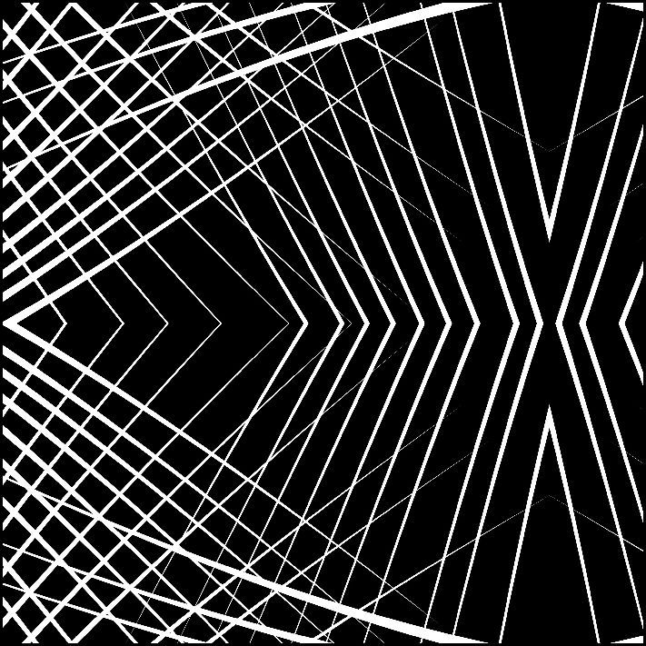 Líneas geométricas blancas sobre fondo negro, creando un diseño complejo y abstracto.