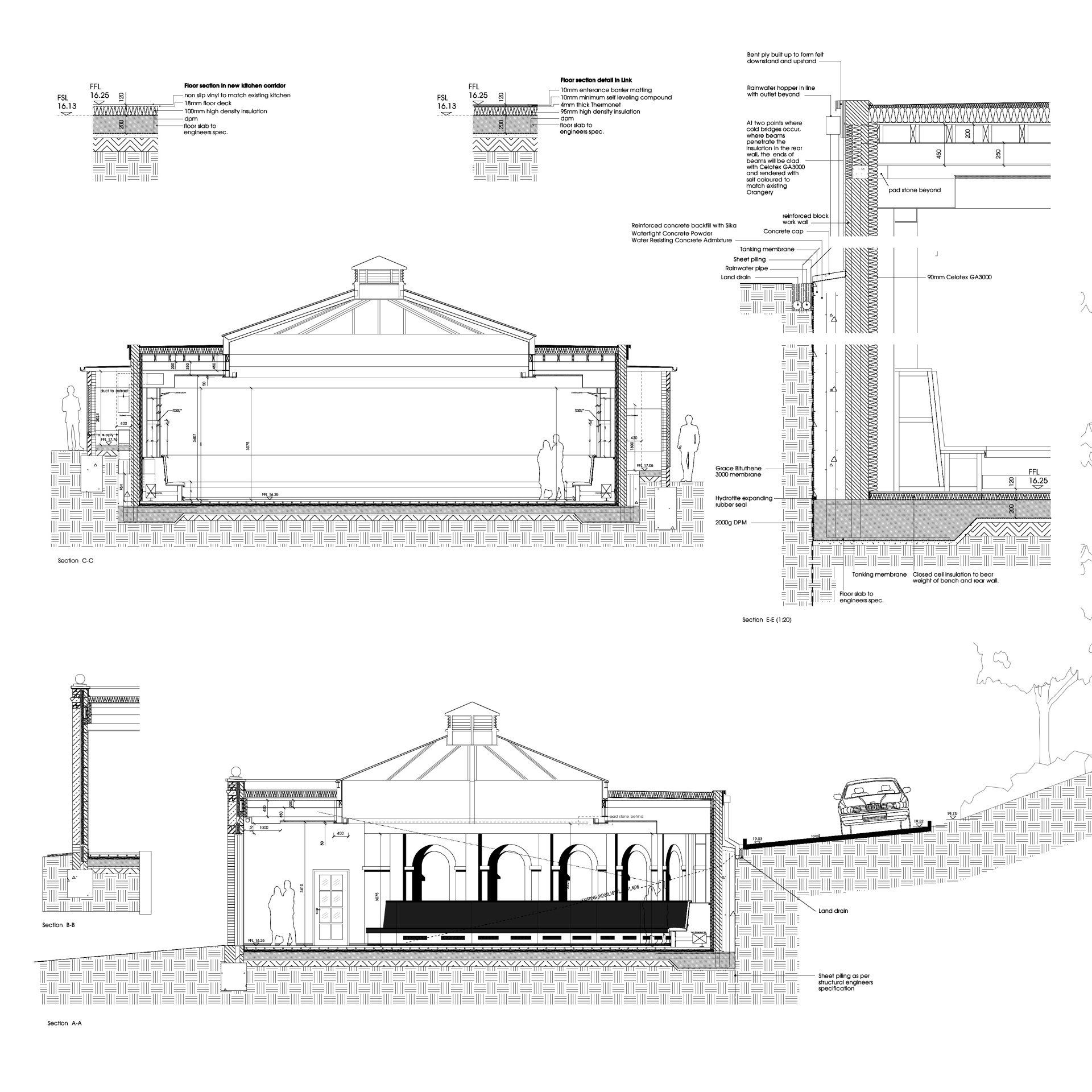 Maidstone  A new space was required to replace a deteriorating pergola under which couples were married. The buildings and surrounding grounds were listed so sensitivity was needed. The end result was a modern space that has the character to sit comfortably within the listed estate.