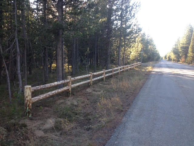 White fence along a green field with trees under a clear sky