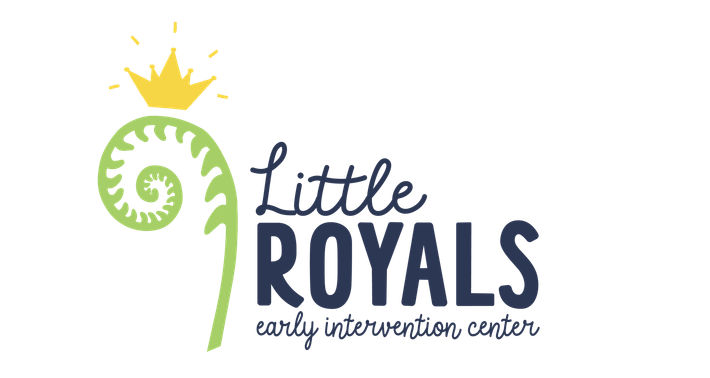 Little Royals early intervention center logo with green spiral figure and gold crown
