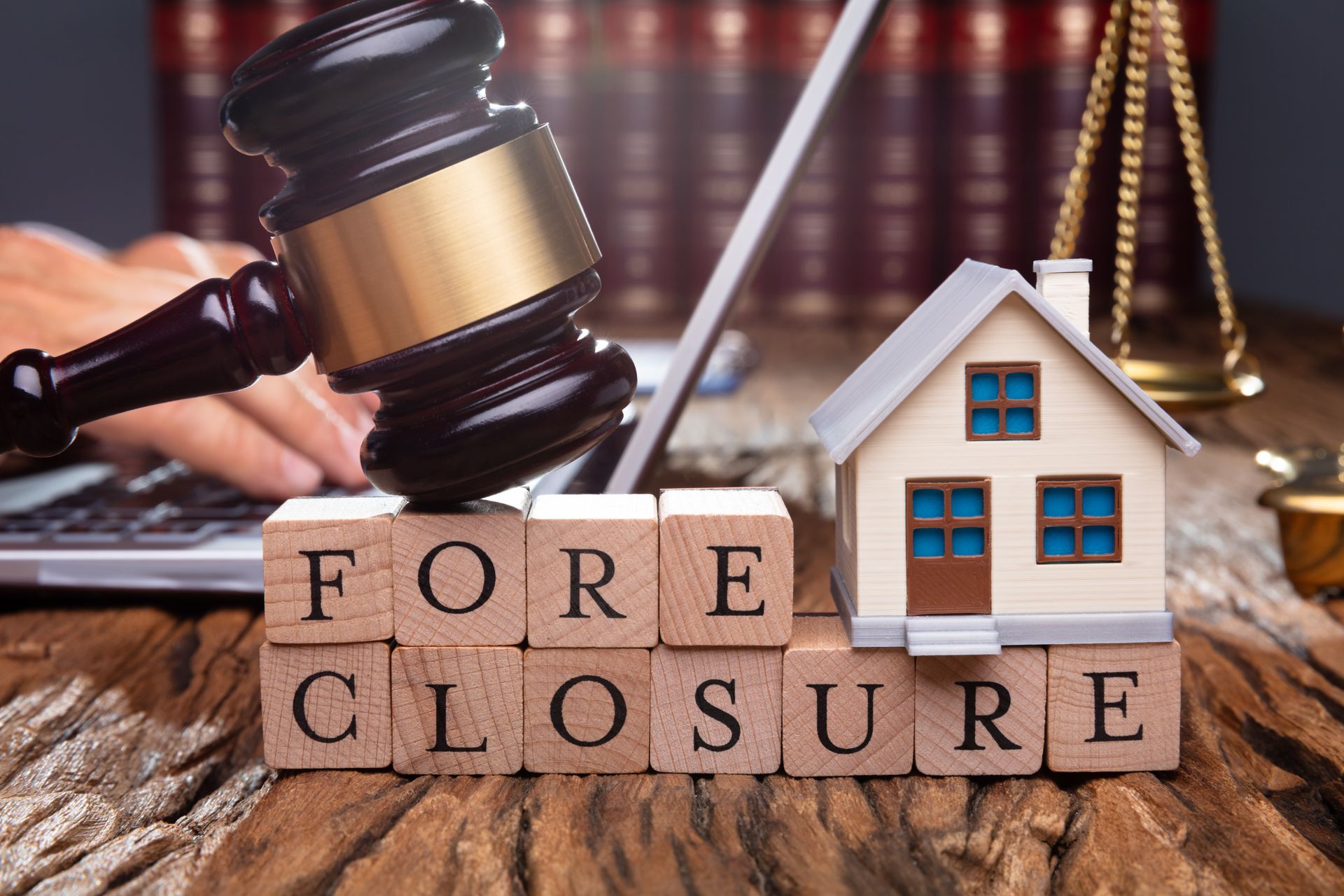 Gavel over blocks spelling 