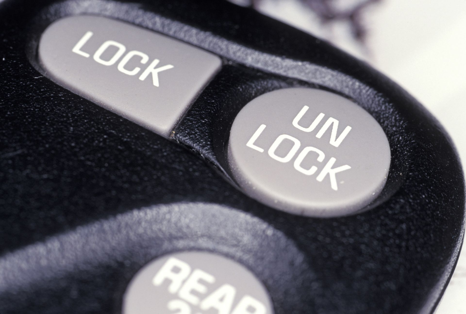 A close up of a lock and un lock button on a remote control