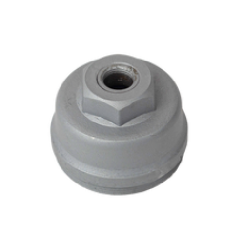 Um objeto de metal cinza com um buraco no meio