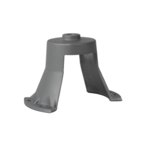 Um item de plástico cinza com um furo no meio em um fundo branco