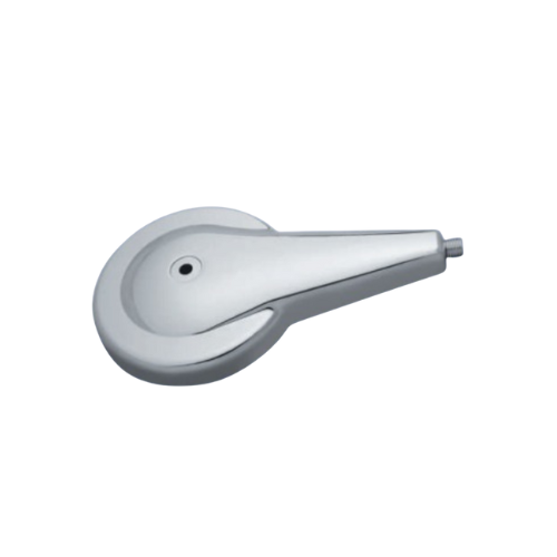 Uma alça de prata com um furo no meio em um fundo branco