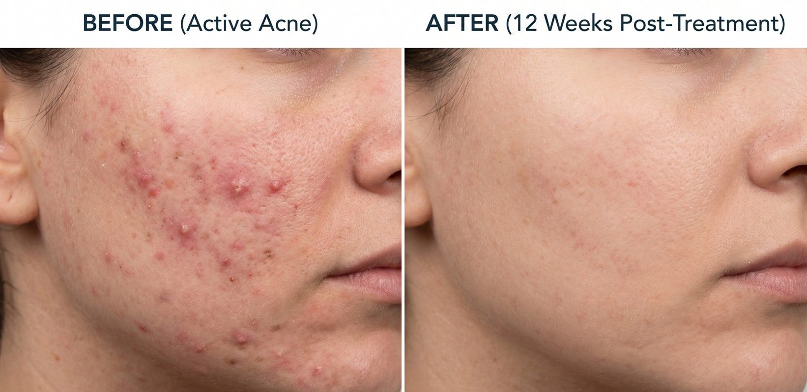 before and after images of acne treatment at Skinutrition Coventry