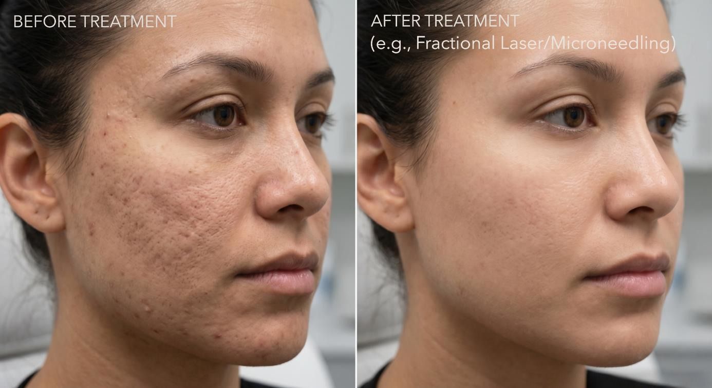 before and after images of scar treatment at Skinutrition Coventry