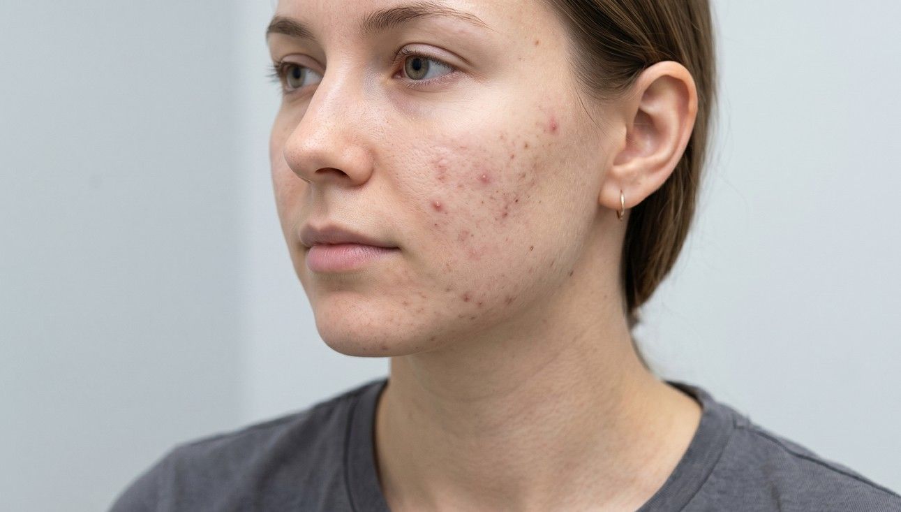 client befoer acne treatment at Skinutrition in Coventry