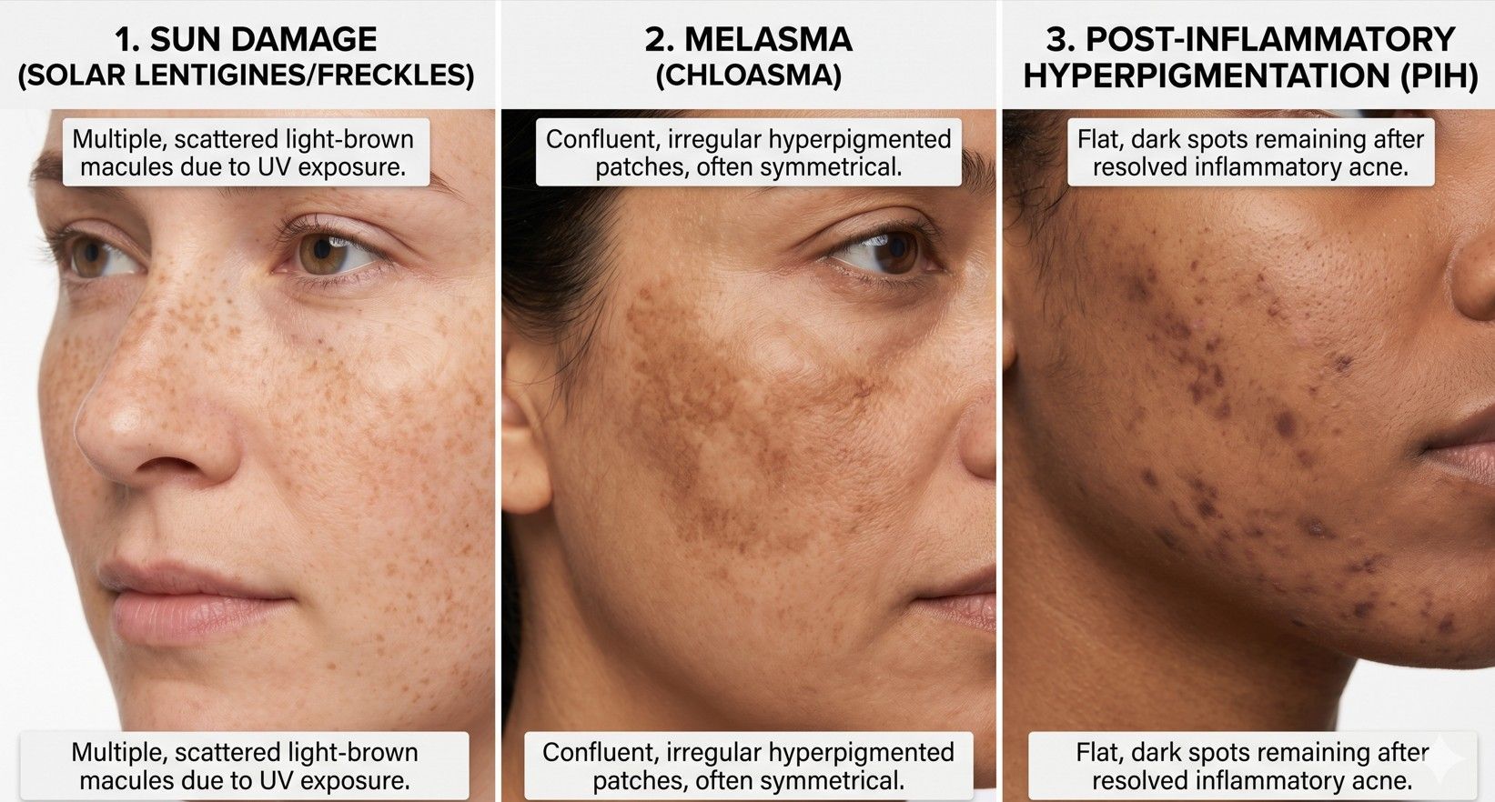 examples of the different types of pigmentations issues 