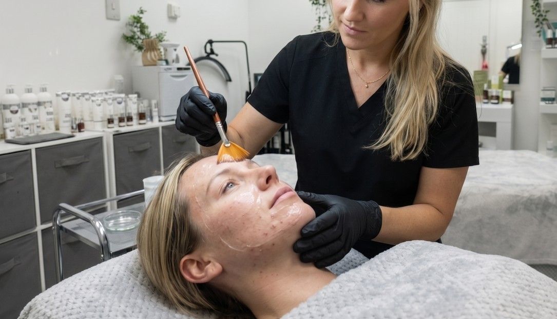 The Skinutrition Clinic applying a chemical peel treatment for acne