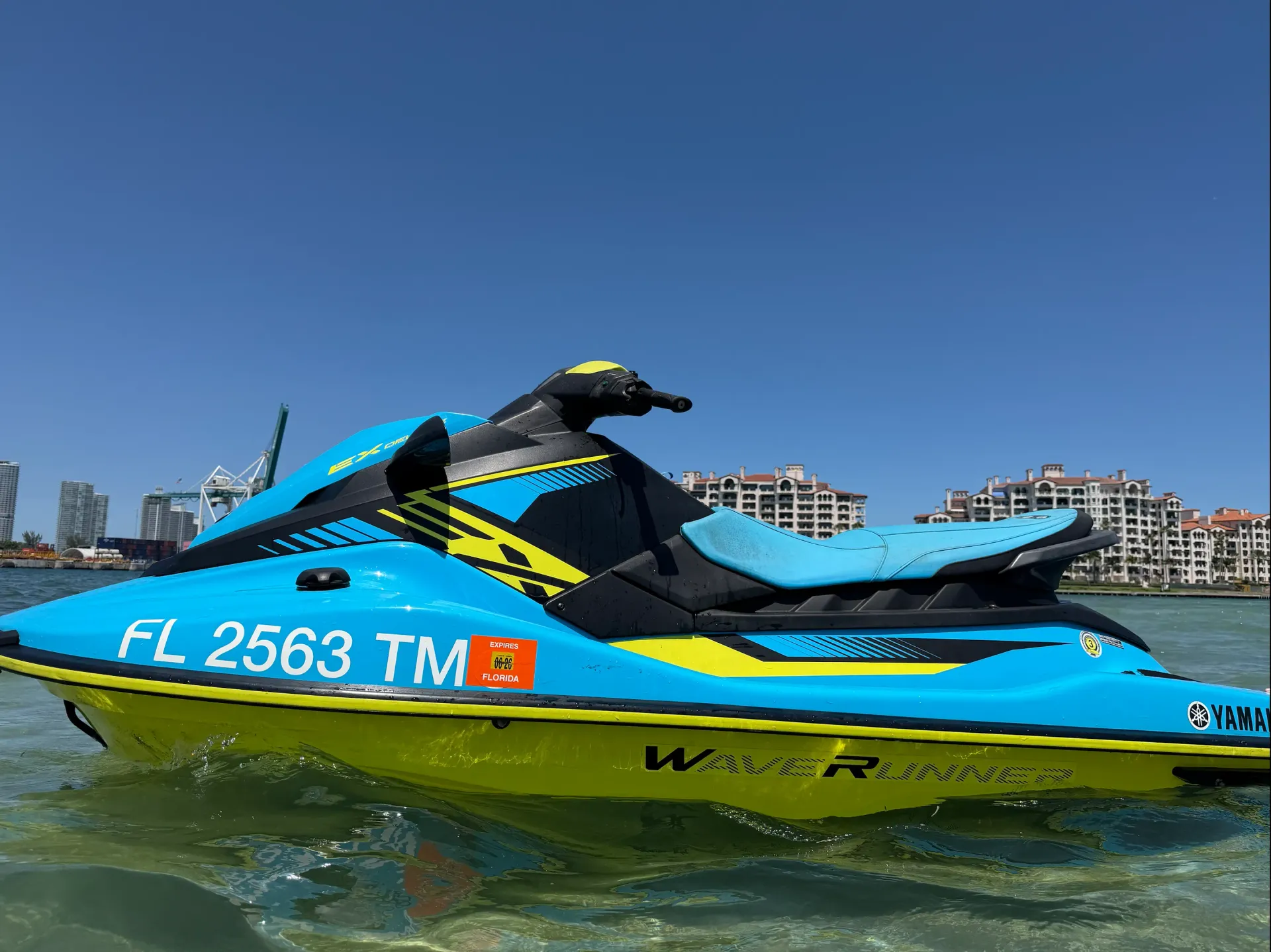 Yamaha WaveRunner used for Bayside Jet Ski Rentals on Biscayne Bay