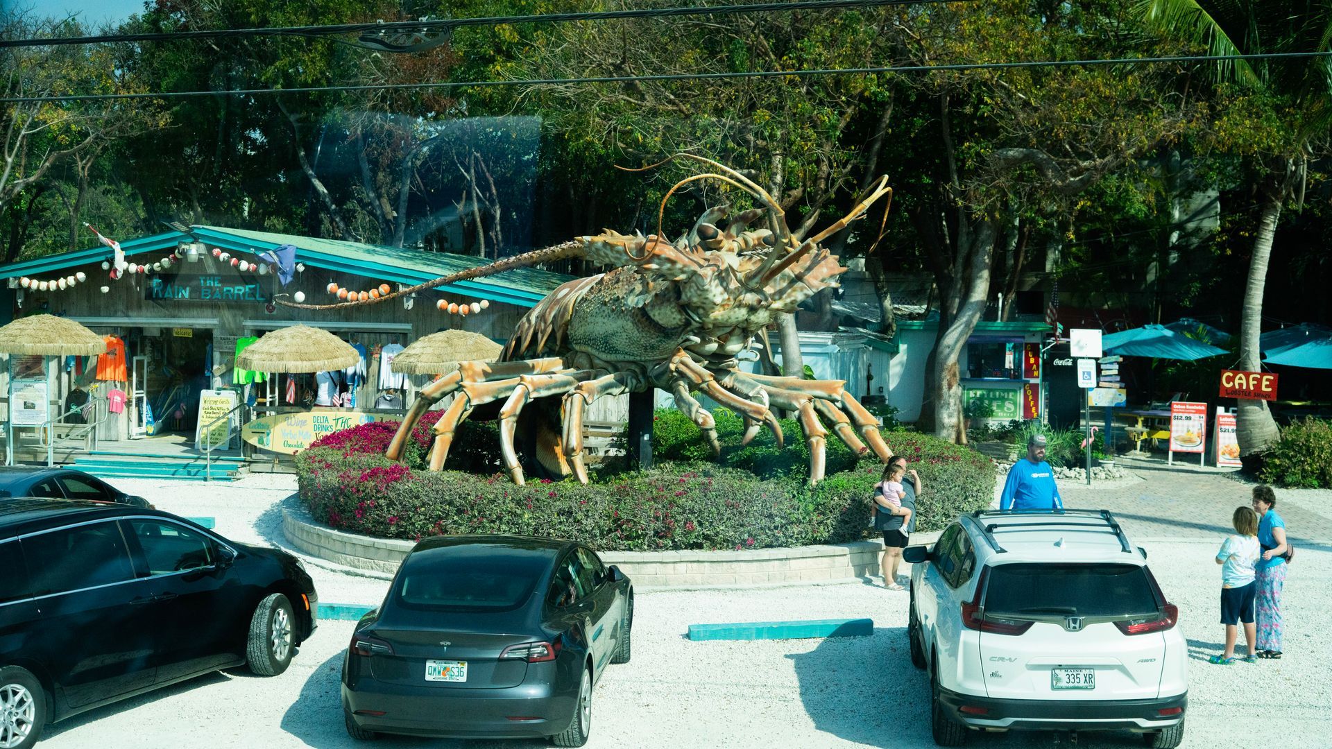 Betsy the Lobster statue at Rain Barrel Village in Islamorada, Florida