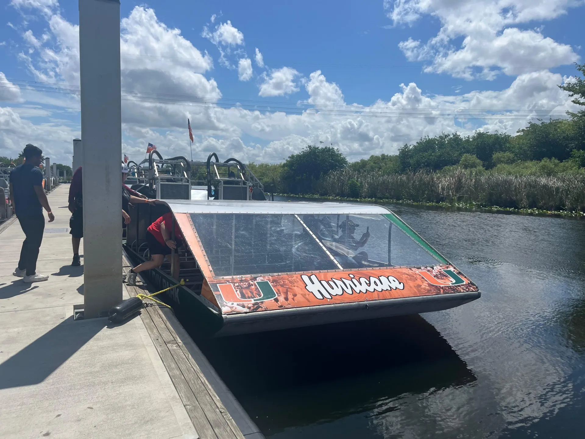 Guests preparing to board an airboat for an Everglades adventure in South Florida