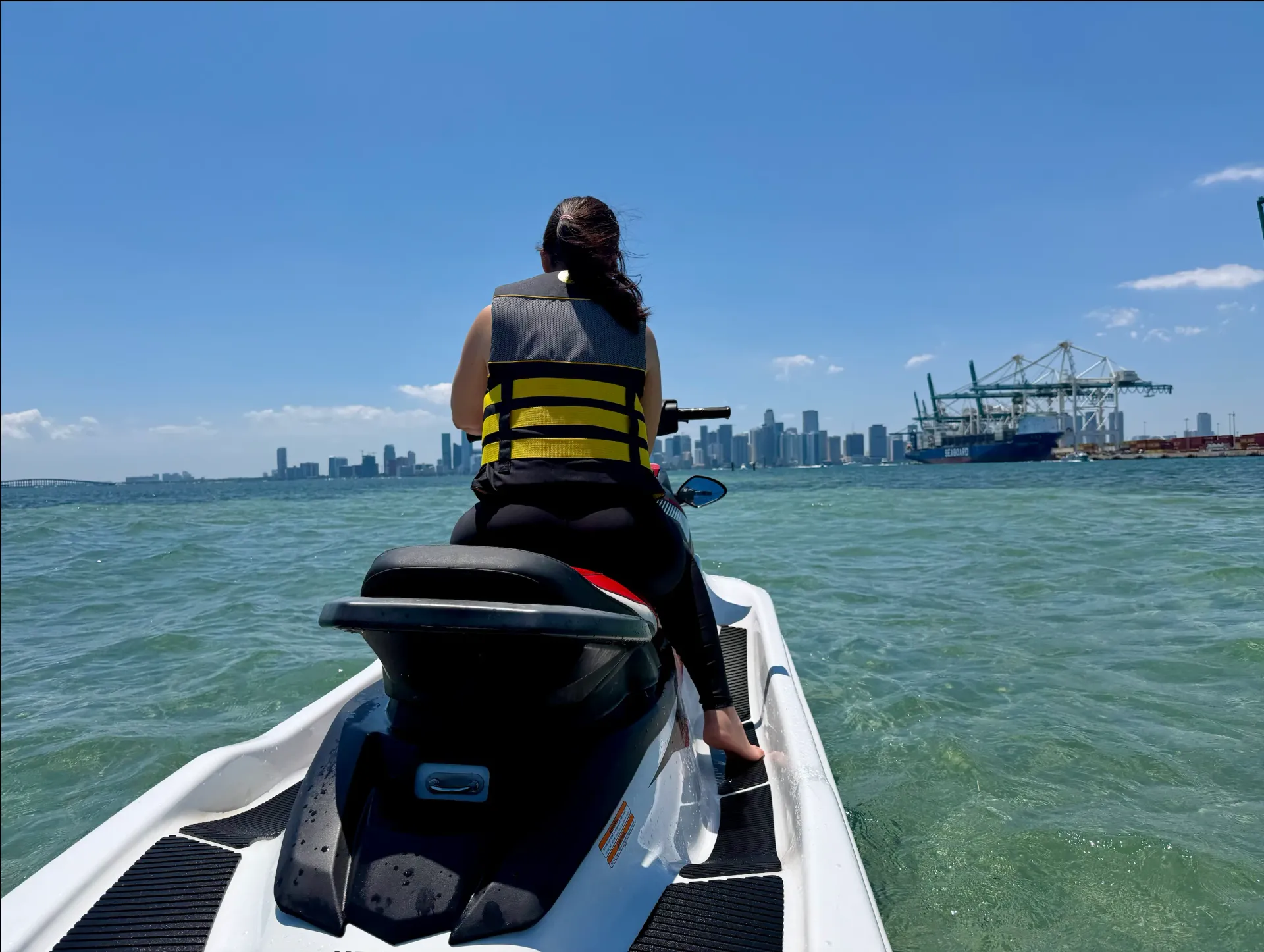 Jet Ski Tours of Miami with views of the Downtown Miami skyline from Biscayne Bay
