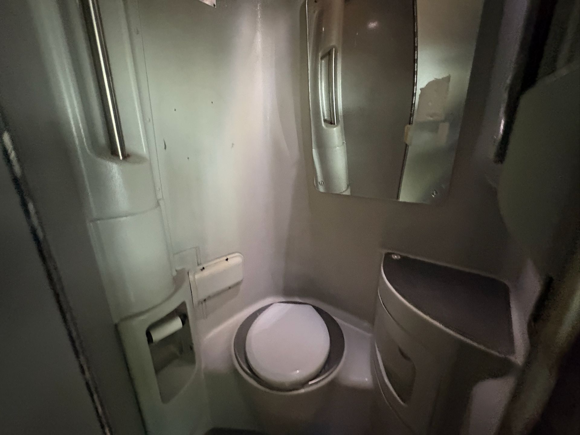 Clean restroom facility inside the Miami to Key West tour bus