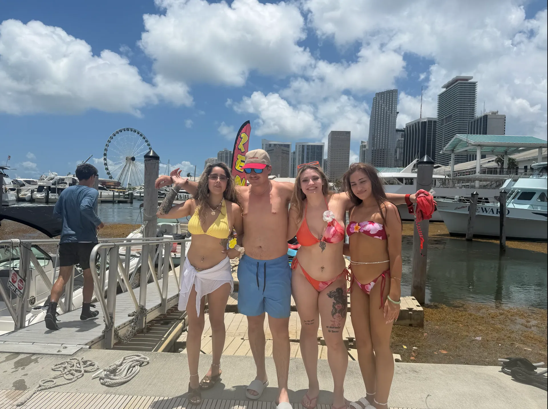 Happy guests before a Miami Jet Ski Tour at Bayside Marketplace