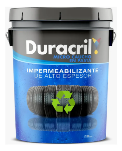 Duracril Membrana Micro Caucho en pasta – Impermeabilizante de alto espesor Lata 20kg.