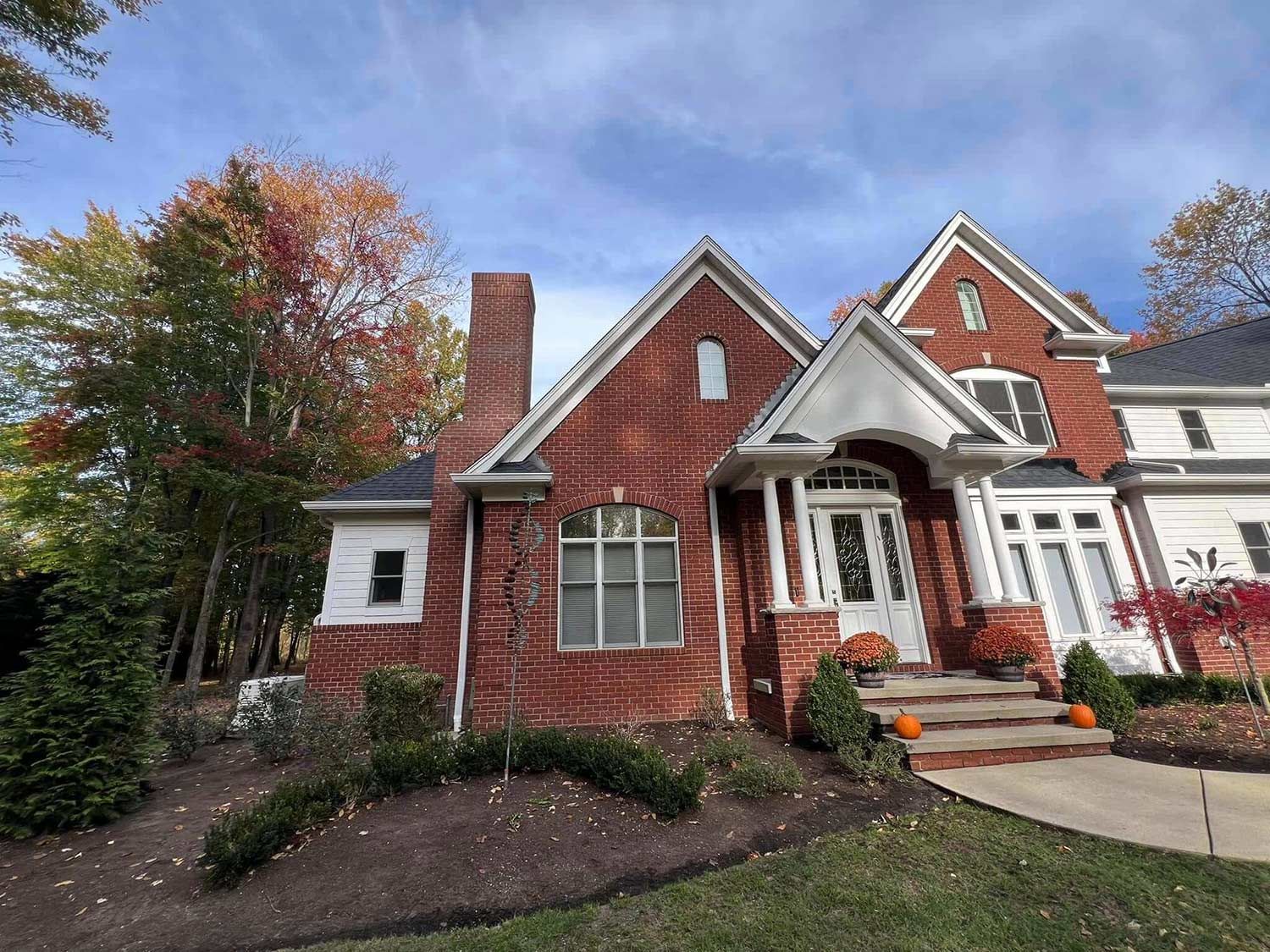 Front entrance of a brick house