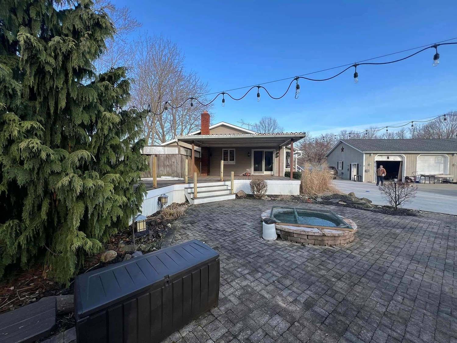 Stone works in a backyard