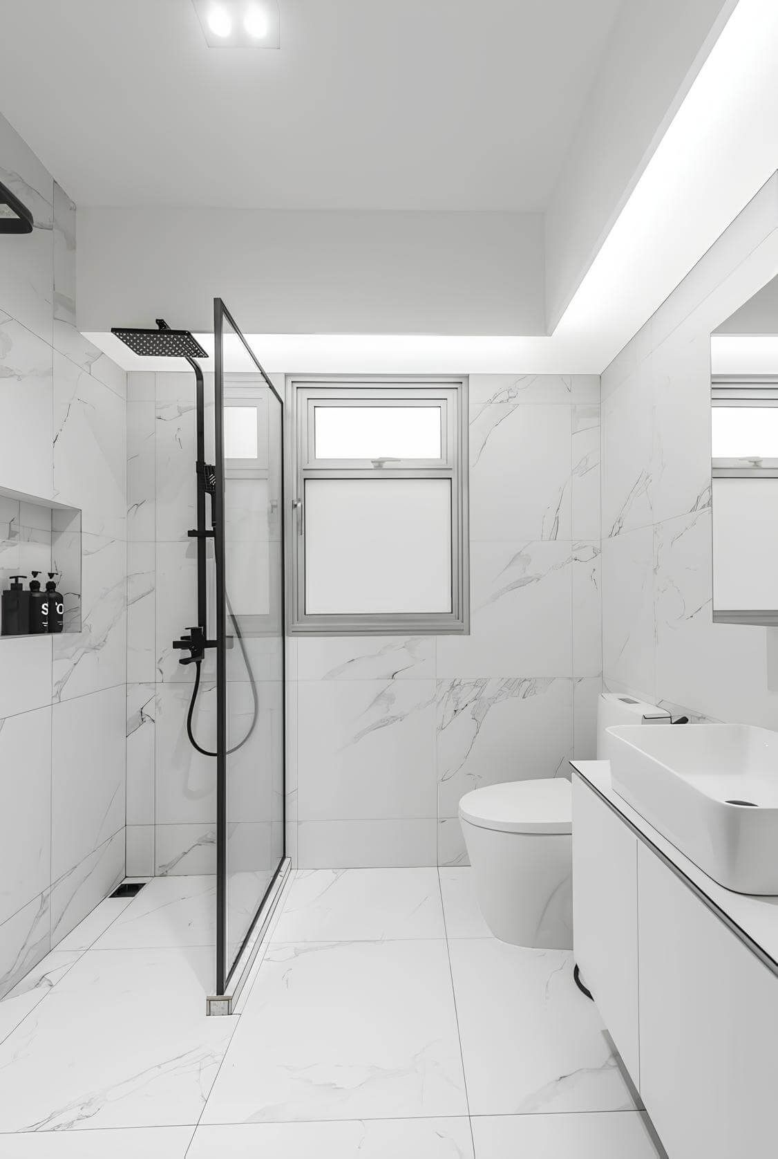Modern white bathroom design