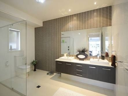Bathroom With Large Mirror And Sink — Kitchen Cabinets in Byron Bay, NSW