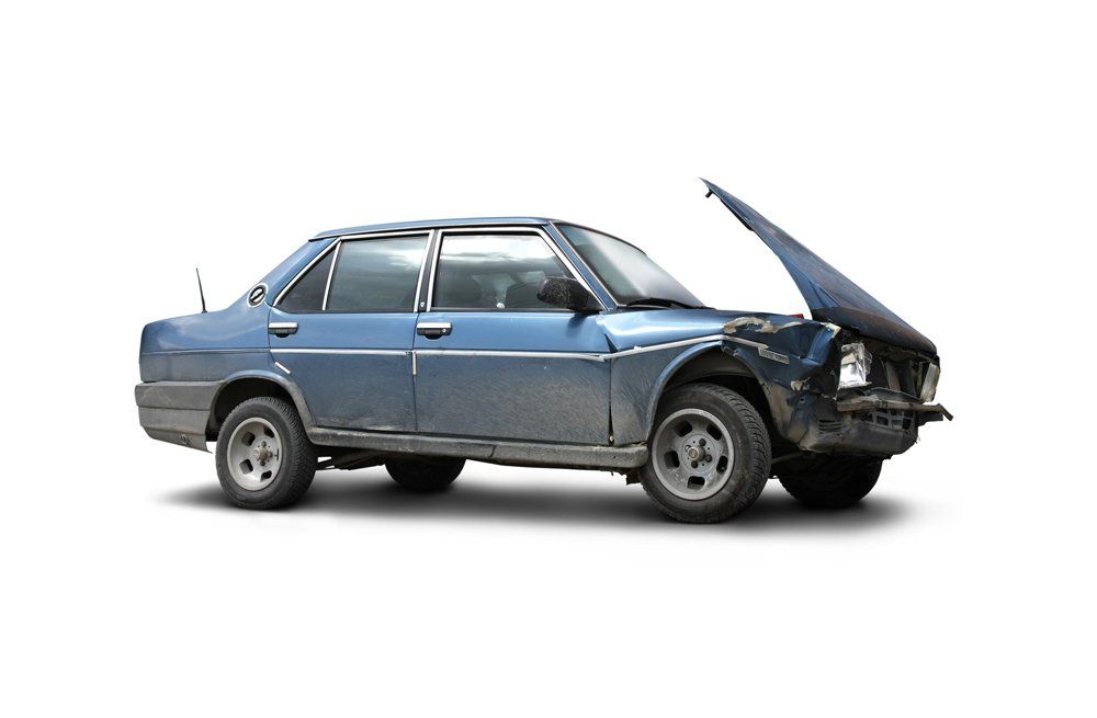 Blue Damaged Car — Idaho Falls, ID — Sam's Auto Body