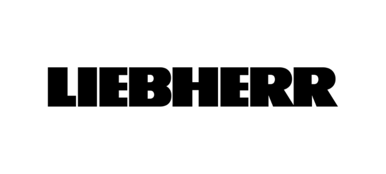 Ein schwarzweißes Logo für Liebherr auf weißem Hintergrund.