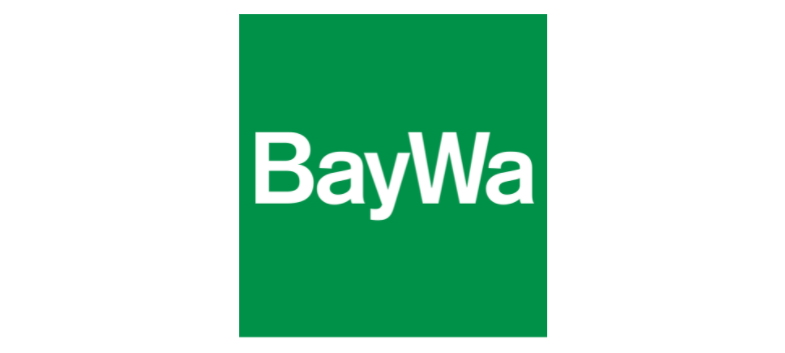 Das Baywa-Logo ist grün und weiß auf weißem Grund.