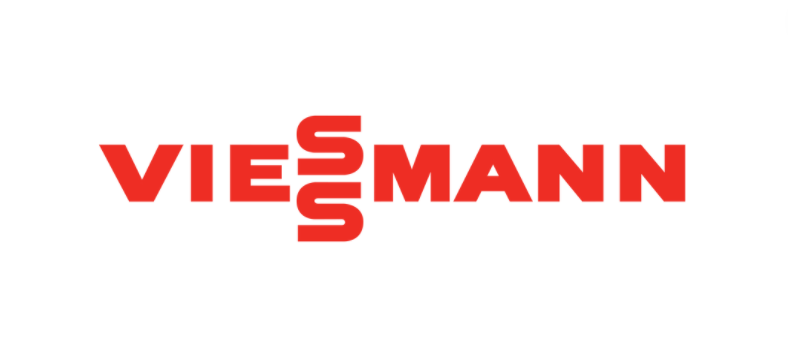 Das Logo von Viessmann ist rot und weiß auf weißem Hintergrund.