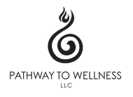 Pathway to Wellness LLC Black logo: Swirling flame symbol above