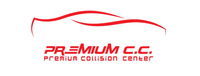 Premium Collision Center logo with red car outline and text