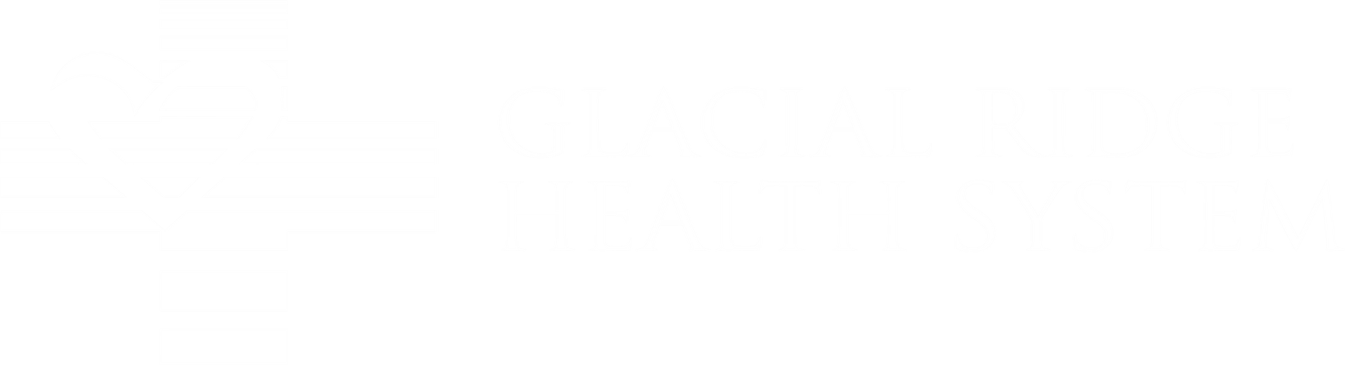 A white logo on a white background.