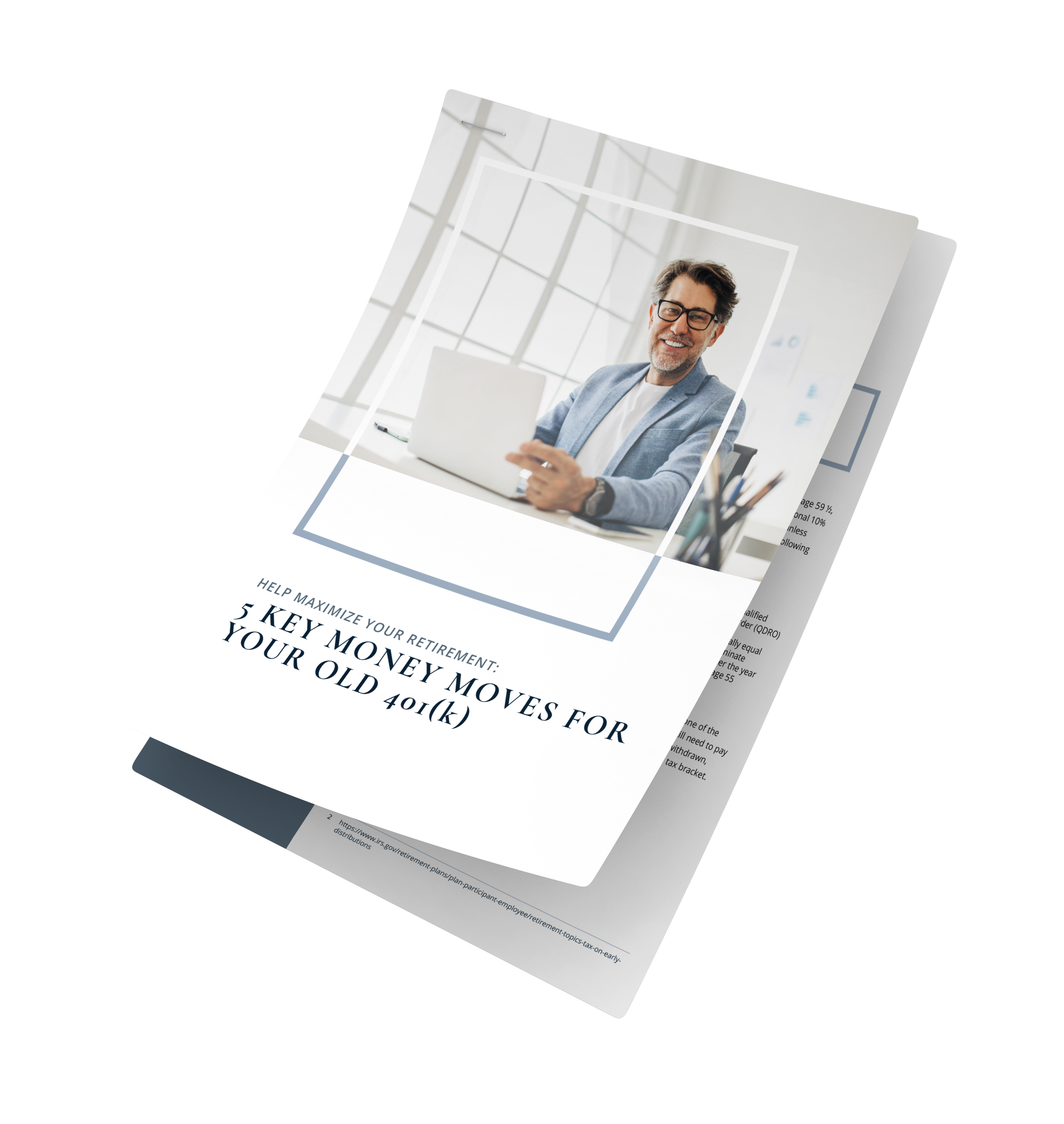 Brochure with a man smiling while using a laptop; title: