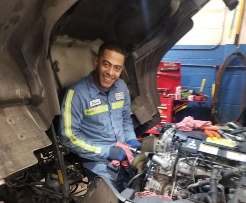 Nick’s Towing diesel mechanic in Wallington NJ performing fleet engine service and truck diagnostics.