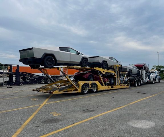 Auto transport of Tesla Cybertrucks by Nick’s Towing in NJ—specialized vehicle and fleet hauling service.