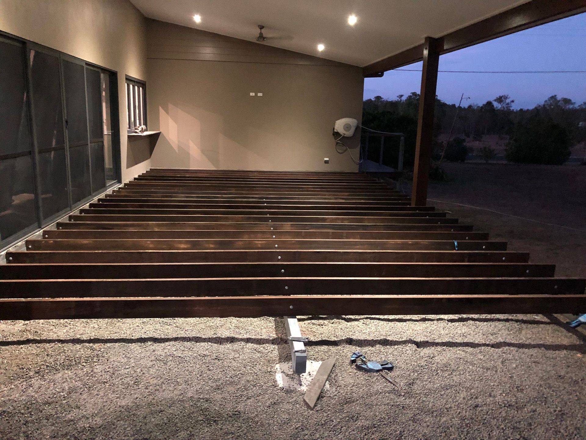 Wooden Deck Under Construction With Exposed Beams — Ericson Constructions in Mareeba, QLD