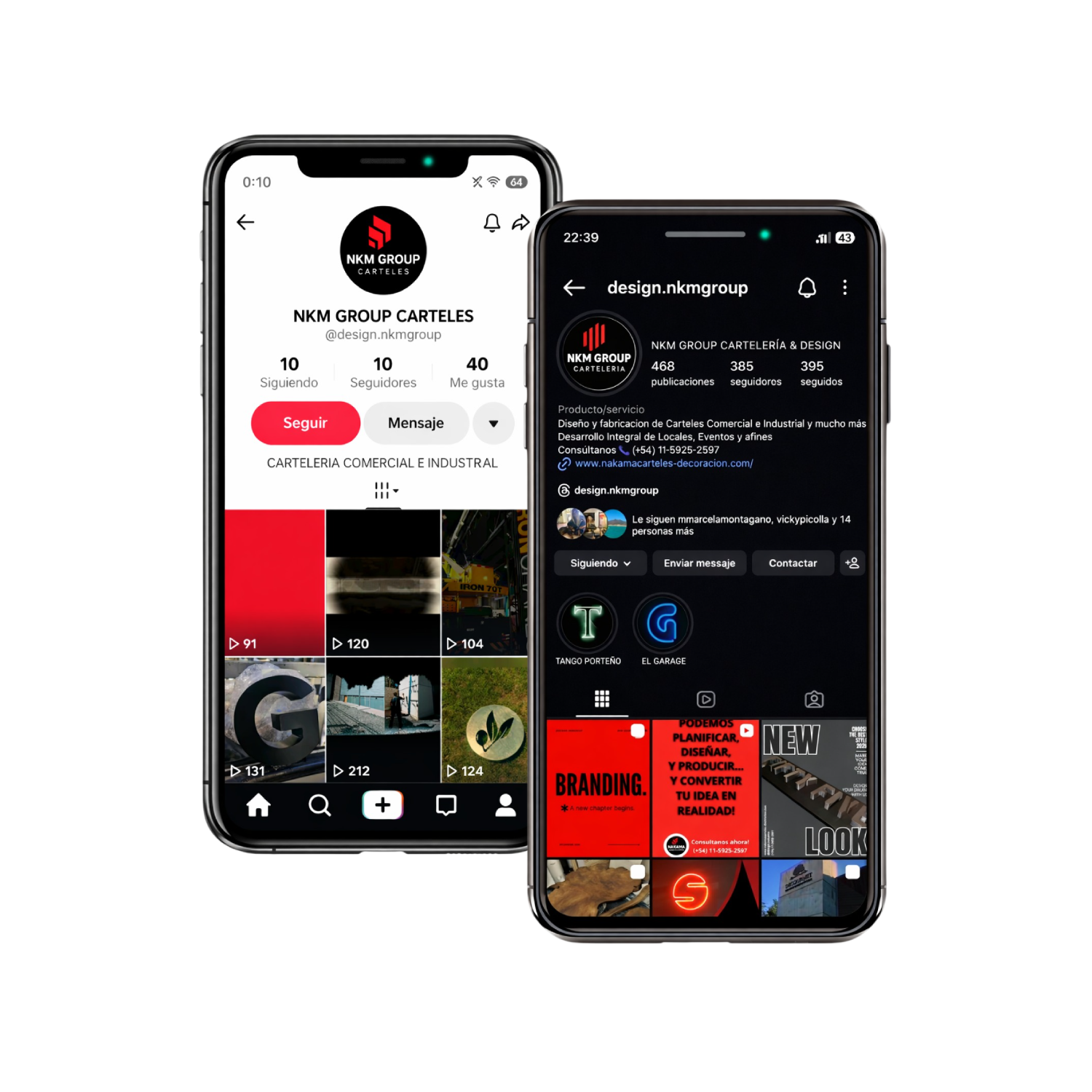 Dos smartphones muestran el perfil de 