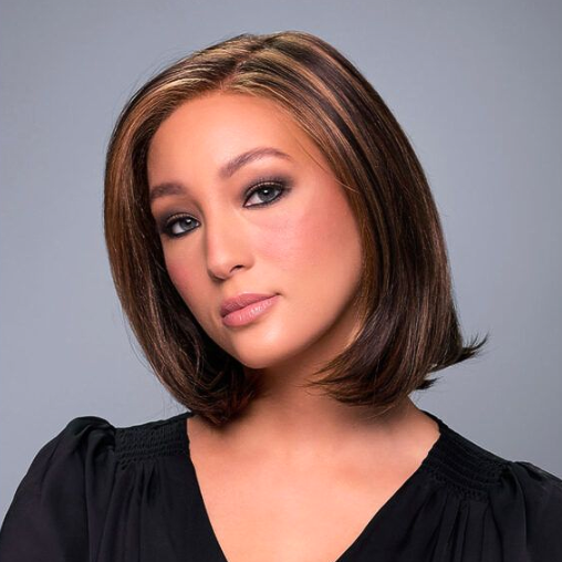 Medium length dark brunette premium fibre wig